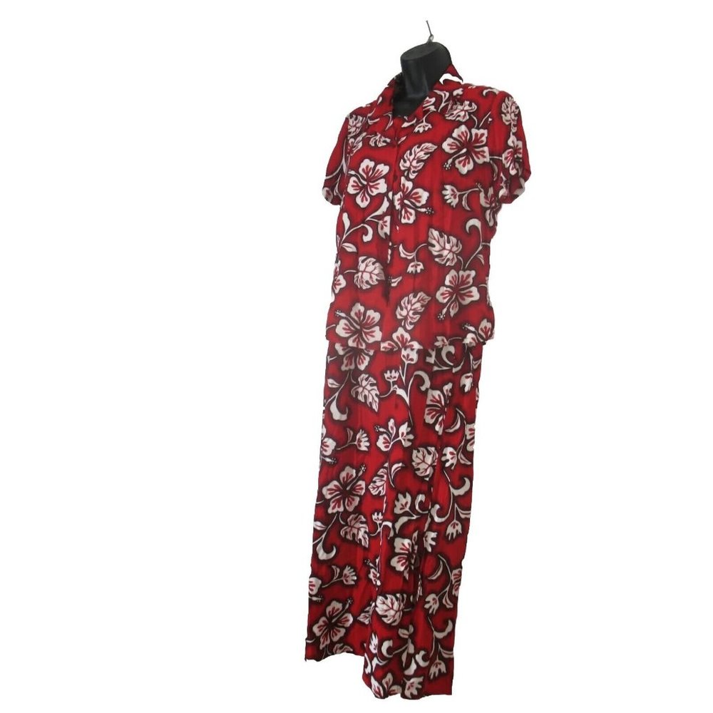 Hibiscus Collection Red/White print sun Top & Sleeveless Dress  Small, 100%Rayon